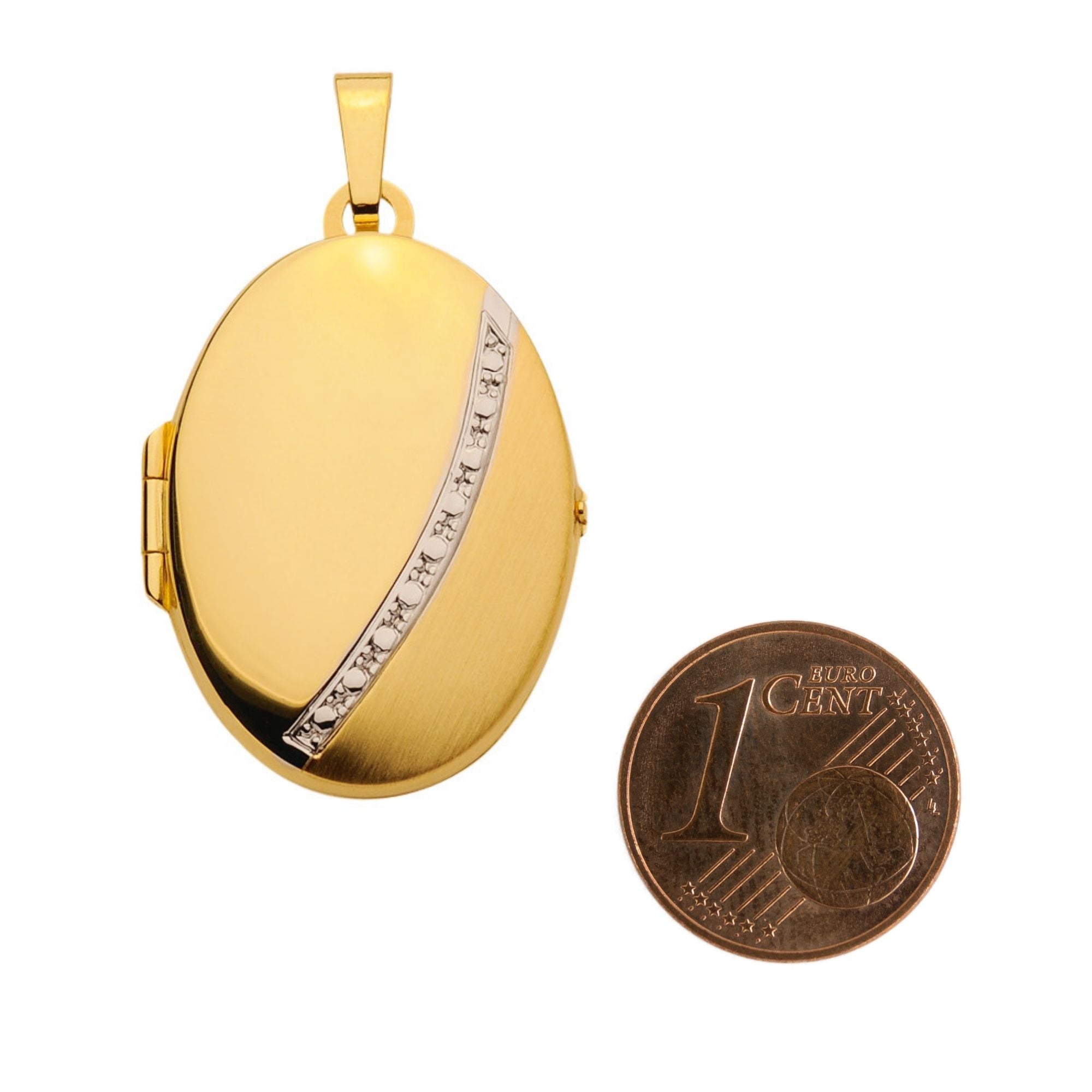 Ovales Medaillon aus Gold matt / poliert