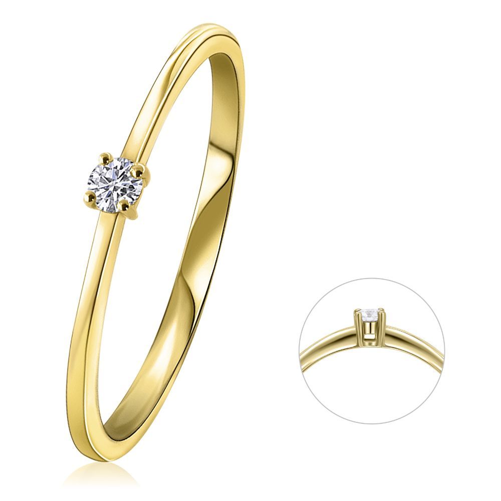 Solitär-Ring Brilliant 0,07ct 585/- Weißgold oder Gelbgold