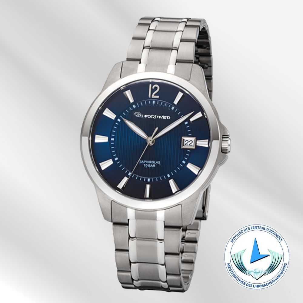 Forstner Herrenuhr Titan mit Metallband