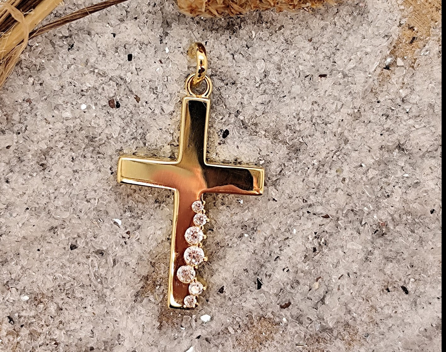 Anhänger Kreuz 333/- Gelbgold mit Zirkonia