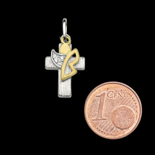 Kreuz Anhänger 925/-Silber mit Schutzengel