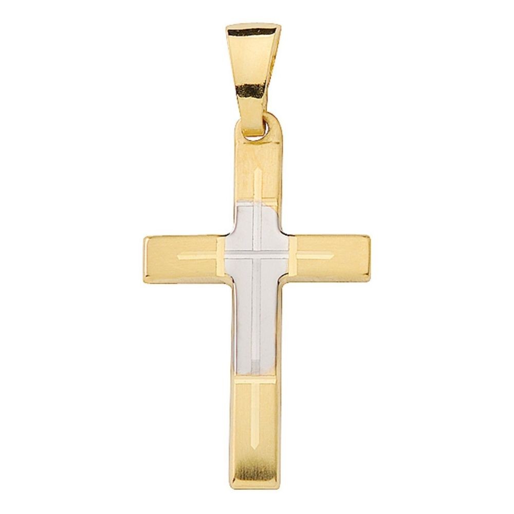 Anhänger Kreuz Gold Gelb und Weiß