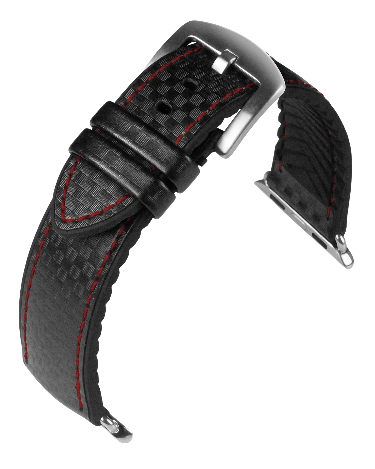 Lederband EUTec Smart 2 schwarz/rot Naht für APPLE WATCH