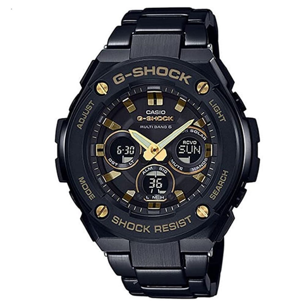 Casio Herren Analog-Digital Uhr mit Edelstahl Armband GST-W300BD-1AER