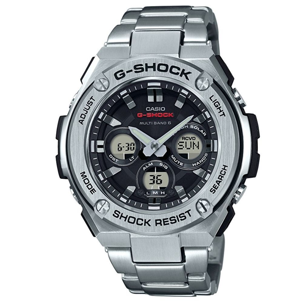 Casio Herren Analog-Digital Uhr mit Edelstahl Armband GST-W310D-1AER