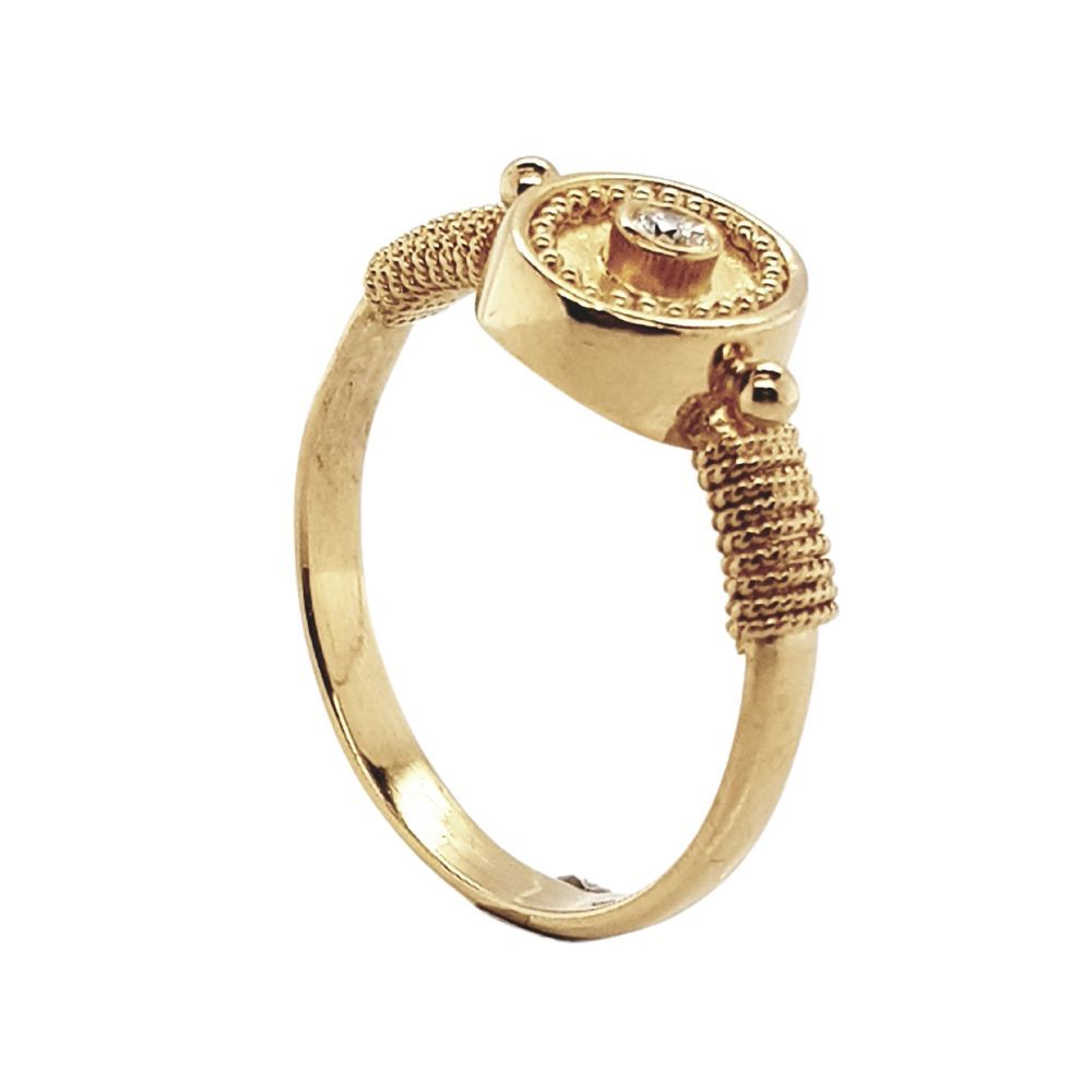 Second Hand Ring aus 22 Karat (916) Gelbgold mit Diamant